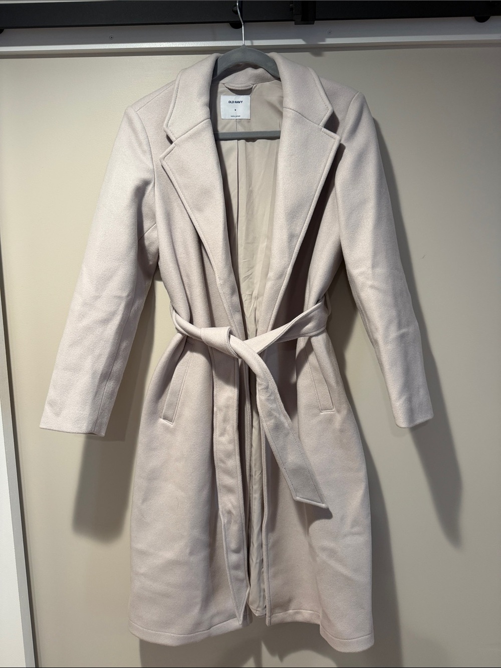 Old Navy Cream Belted Wrap Coat